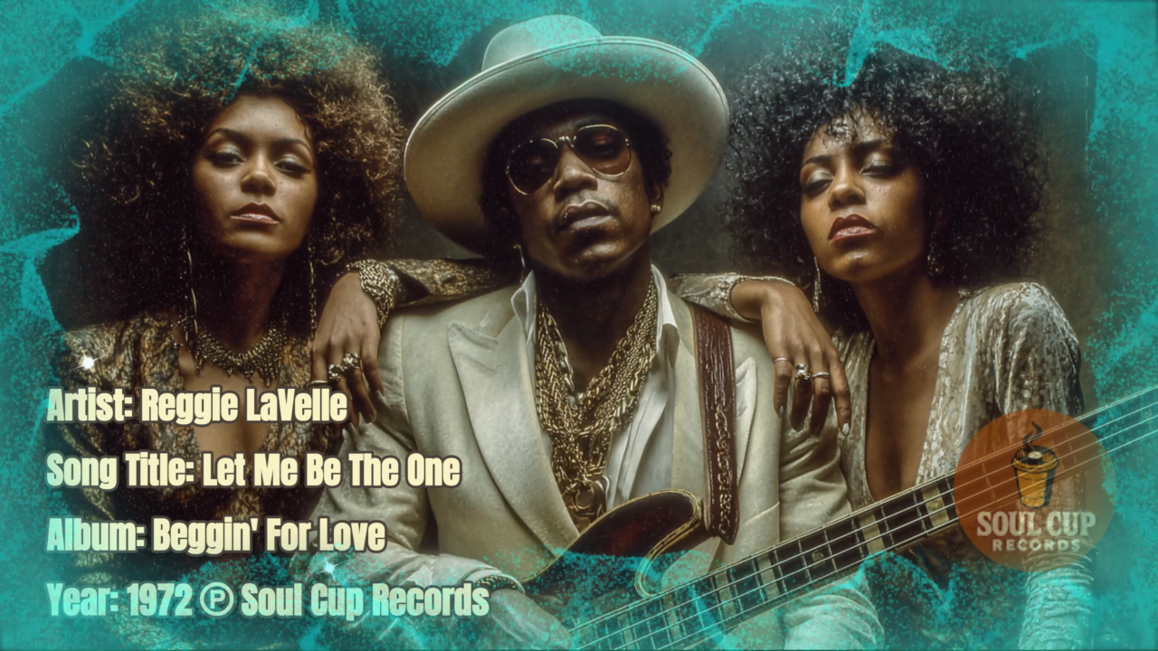 Reggie LaVelle with Soul Cup Records models – promotional photo for 1972 soul ballad “Let Me Be The One” from the album Beggin’ For Love.